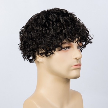 Adam Men Curly Hair Toupee 20mm Rod Size Curl | High End Hair Look